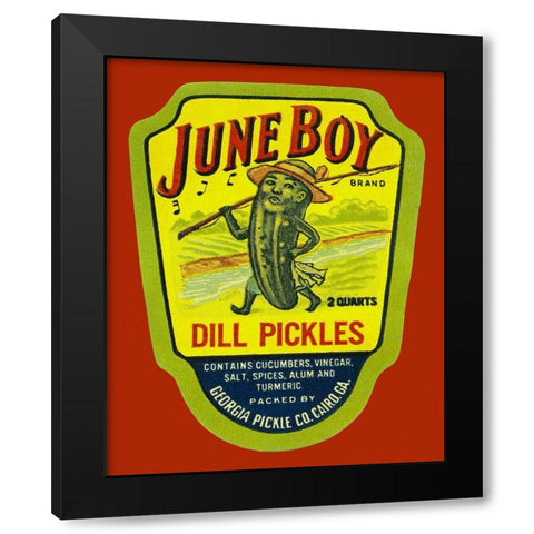 June Boy Dill Pickles Black Modern Wood Framed Art Print with Double Matting by Retrolabel