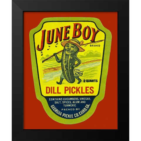 June Boy Dill Pickles Black Modern Wood Framed Art Print by Retrolabel