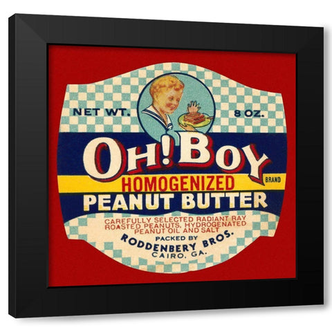 Oh! Boy Homogenized Peanut Butter Black Modern Wood Framed Art Print by Retrolabel