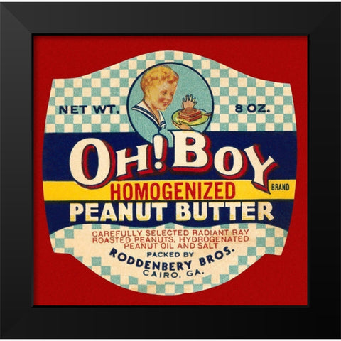 Oh! Boy Homogenized Peanut Butter Black Modern Wood Framed Art Print by Retrolabel