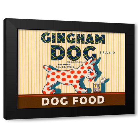 Gingham Dog Black Modern Wood Framed Art Print by Retrolabel
