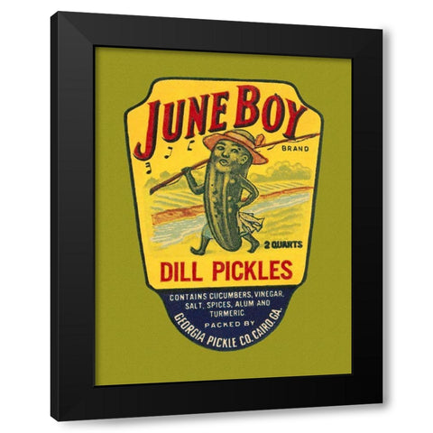 June Boy Dill Pickles Black Modern Wood Framed Art Print by Retrolabel