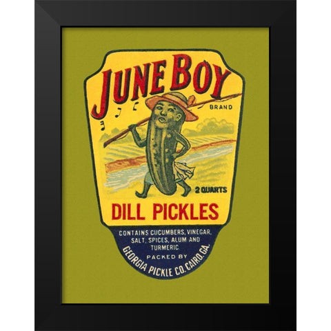 June Boy Dill Pickles Black Modern Wood Framed Art Print by Retrolabel