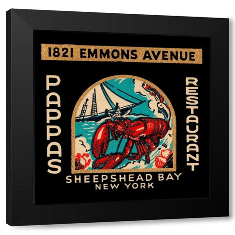 Pappas Restaurant Black Modern Wood Framed Art Print with Double Matting by Retrolabel