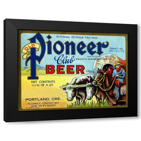 Old Pioneer Club Beer Black Modern Wood Framed Art Print with Double Matting by Vintage Booze Labels
