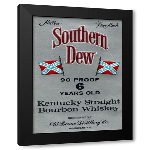 Southern Dew Kentucky Straight Bourbon Whiskey Black Modern Wood Framed Art Print with Double Matting by Vintage Booze Labels