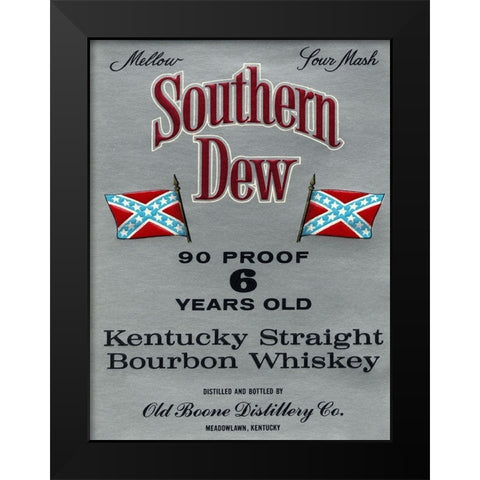 Southern Dew Kentucky Straight Bourbon Whiskey Black Modern Wood Framed Art Print by Vintage Booze Labels
