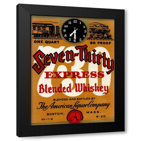 Seven-Thirty Express Blended Whiskey Black Modern Wood Framed Art Print with Double Matting by Vintage Booze Labels