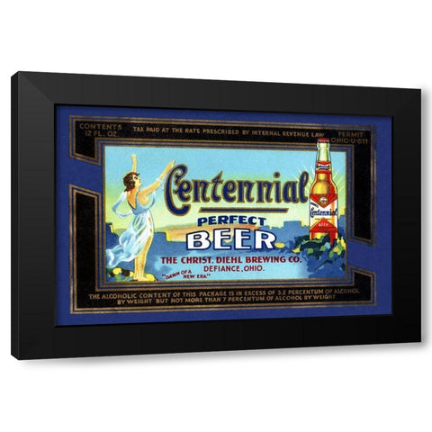 Centennial Perfect Beer Label Black Modern Wood Framed Art Print with Double Matting by Vintage Booze Labels