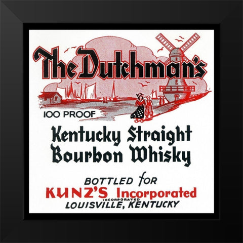 The Dutchmans Kentucky Straight Bourbon Whiskey Black Modern Wood Framed Art Print by Vintage Booze Labels