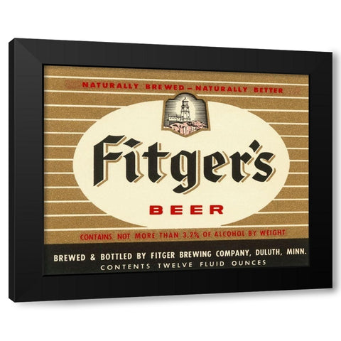 Fitgers Beer Black Modern Wood Framed Art Print with Double Matting by Vintage Booze Labels