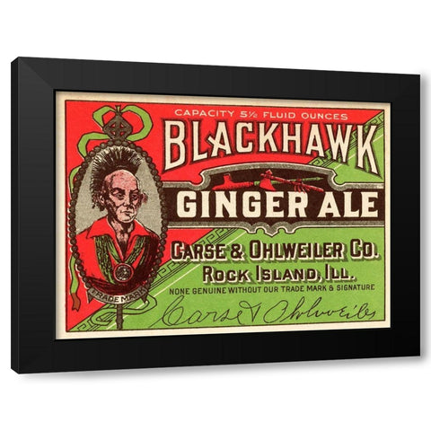 Blackhawk Ginger Ale Black Modern Wood Framed Art Print with Double Matting by Vintage Booze Labels