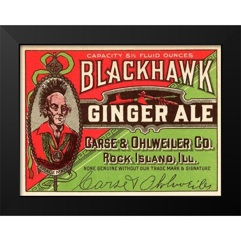 Blackhawk Ginger Ale Black Modern Wood Framed Art Print by Vintage Booze Labels