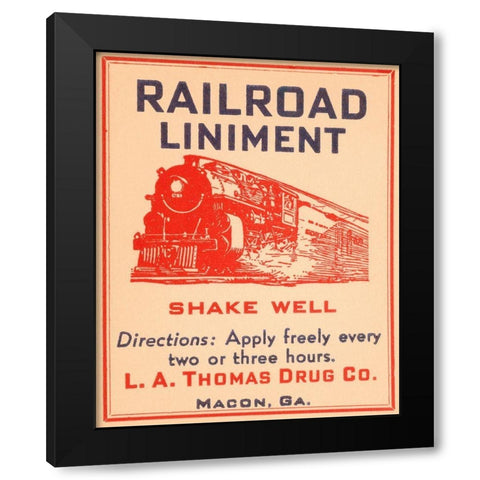 Railroad Liniment Black Modern Wood Framed Art Print by Vintage Booze Labels