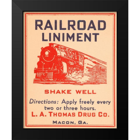 Railroad Liniment Black Modern Wood Framed Art Print by Vintage Booze Labels