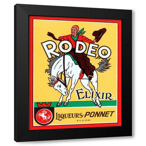 Rodeo Elixir Black Modern Wood Framed Art Print by Vintage Booze Labels