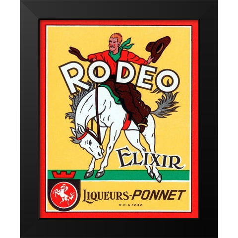 Rodeo Elixir Black Modern Wood Framed Art Print by Vintage Booze Labels