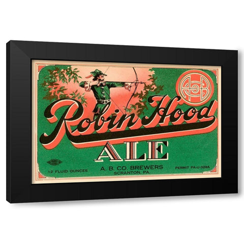 Robin Hood Ale Black Modern Wood Framed Art Print with Double Matting by Vintage Booze Labels