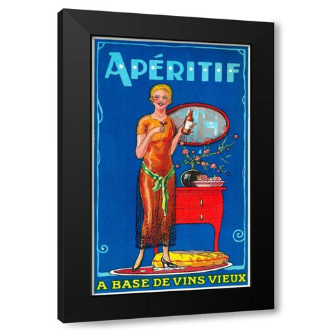 Aperitif Black Modern Wood Framed Art Print by Vintage Booze Labels