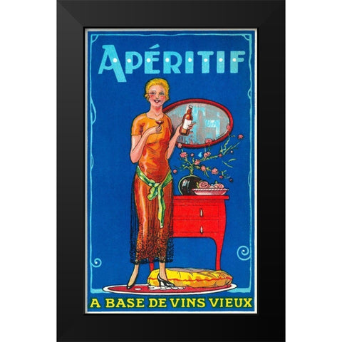 Aperitif Black Modern Wood Framed Art Print by Vintage Booze Labels