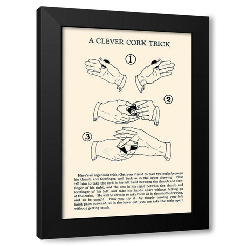A Clever Cork Trick Black Modern Wood Framed Art Print with Double Matting by Retromagic