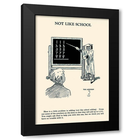 Not Like School Black Modern Wood Framed Art Print by Retromagic