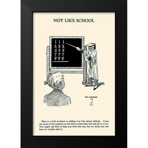 Not Like School Black Modern Wood Framed Art Print by Retromagic