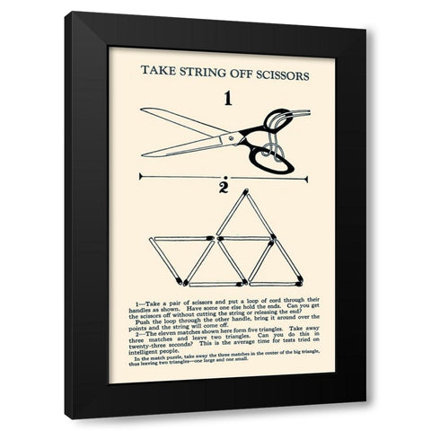 Take String off Scissors Black Modern Wood Framed Art Print with Double Matting by Retromagic