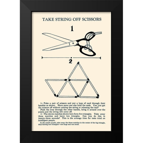 Take String off Scissors Black Modern Wood Framed Art Print by Retromagic