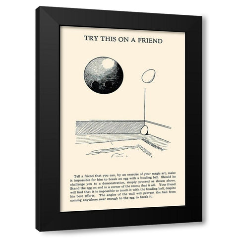 Try This on a Friend - Bowling Ball versus Egg Black Modern Wood Framed Art Print with Double Matting by Retromagic