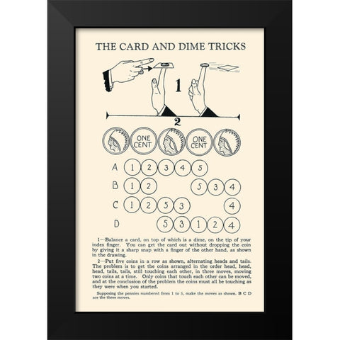 The Card and Dime Tricks Black Modern Wood Framed Art Print by Retromagic