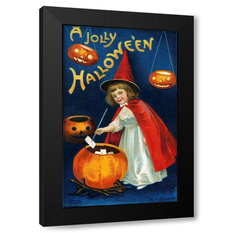 A Jolly Halloween Black Modern Wood Framed Art Print with Double Matting by Halloween