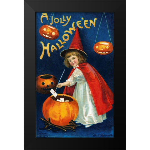 A Jolly Halloween Black Modern Wood Framed Art Print by Halloween