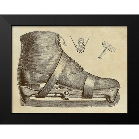 Mechanics of the Ice Skate Black Modern Wood Framed Art Print by Inventions