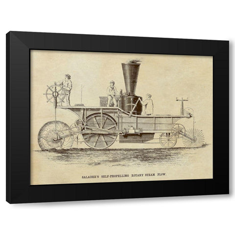 Saladees Self-Propelling Rotary Steam Plow Black Modern Wood Framed Art Print with Double Matting by Inventions