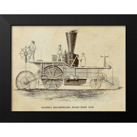 Saladees Self-Propelling Rotary Steam Plow Black Modern Wood Framed Art Print by Inventions