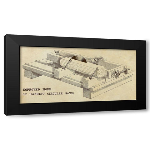 Improved Mode of Hanging Circular Saws Black Modern Wood Framed Art Print by Inventions