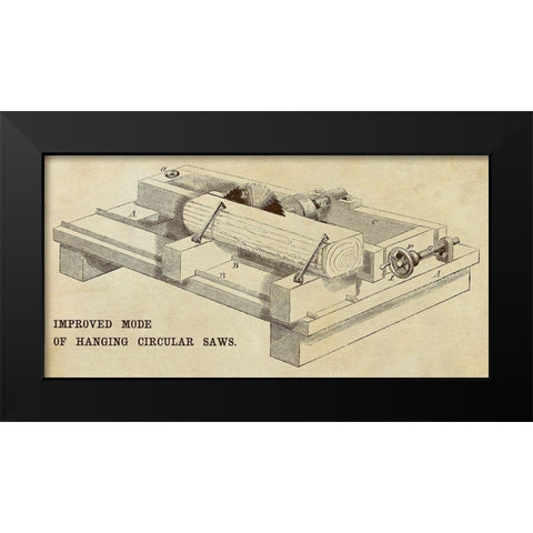 Improved Mode of Hanging Circular Saws Black Modern Wood Framed Art Print by Inventions