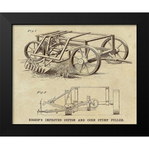 Bishops Improved Cotton and Corn Stump Puller Black Modern Wood Framed Art Print by Inventions