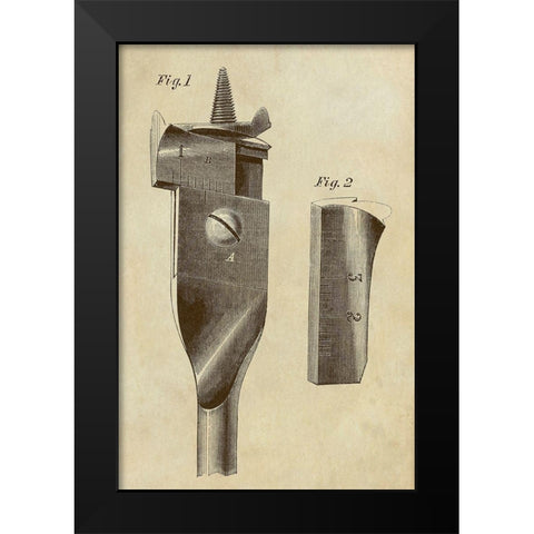 Adjustable Wood Drill Bit Black Modern Wood Framed Art Print by Inventions
