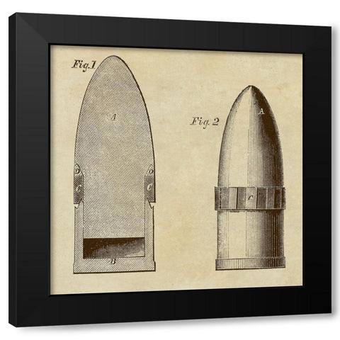 Improved Artillery Shell Black Modern Wood Framed Art Print with Double Matting by Inventions