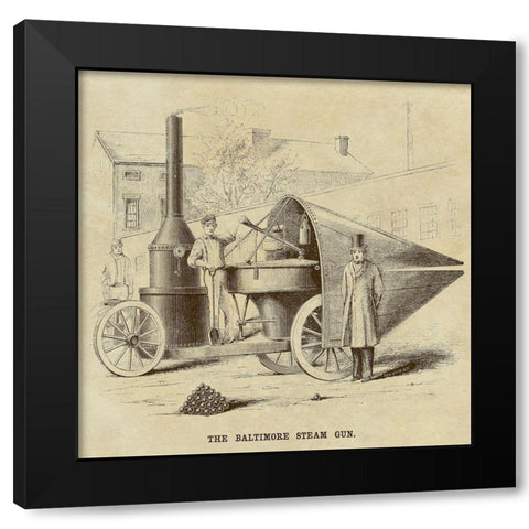 Baltimore Steam Gun Black Modern Wood Framed Art Print with Double Matting by Inventions