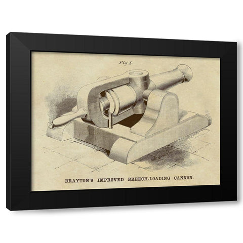 Braytons Improved Breech-loading Cannon Black Modern Wood Framed Art Print with Double Matting by Inventions