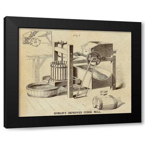 Homans Improved Cider Mill Black Modern Wood Framed Art Print with Double Matting by Inventions