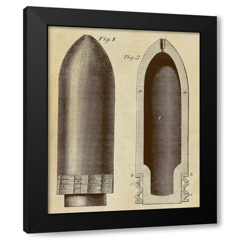 Exploding Artillery Shell for Breech-Loaders Black Modern Wood Framed Art Print with Double Matting by Inventions