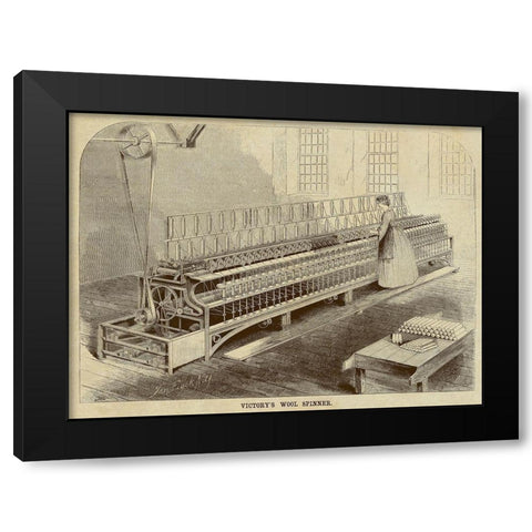 Victorys Wool Spinner Black Modern Wood Framed Art Print by Inventions