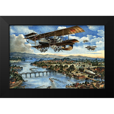 Japanese Plane in the Siberian Intervention Black Modern Wood Framed Art Print by Inventions