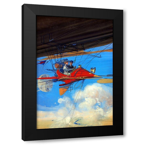 Futuristic Air Travel Black Modern Wood Framed Art Print by Inventions