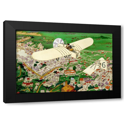 Rome to Paris by air non-stop Black Modern Wood Framed Art Print with Double Matting by Inventions