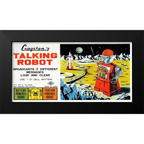 Cragstan Talking Robot Black Modern Wood Framed Art Print by Retrobot